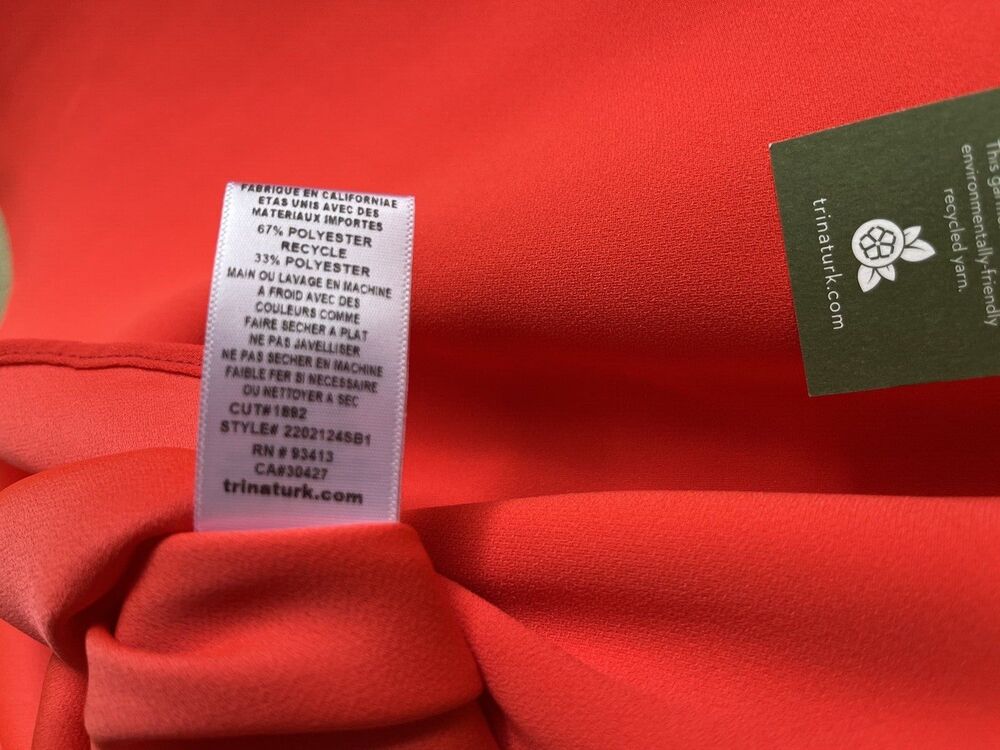 Trina Turk women Poppy Haipo Draped Side Tie Back Crepe Blouse Top sz Small $198 - Picture 10 of 11